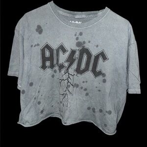 ACDC Distressed Cropped Graphic Tee